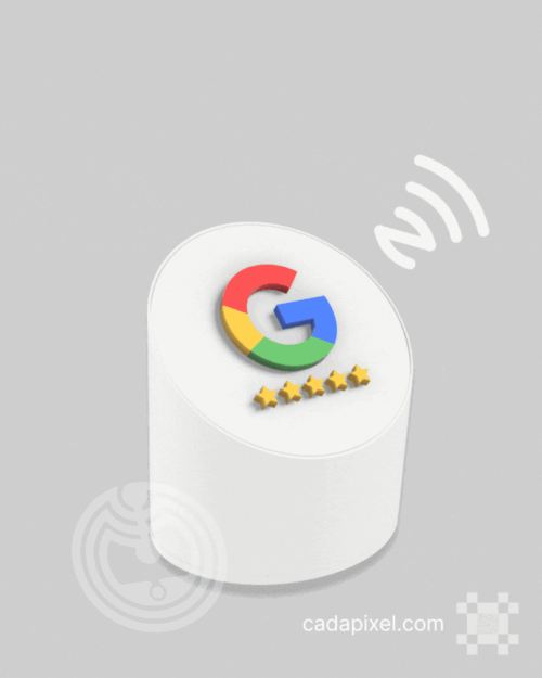 Puesto de reseñas de Google con NFC y luz LED