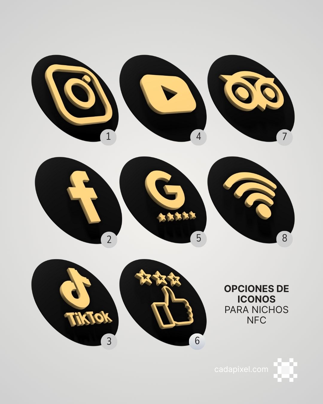 iconos disponibles para puesto NFC by Cada Pixel Studio