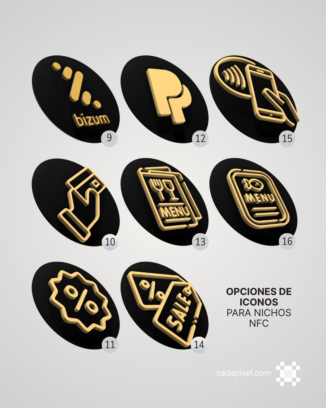 iconos disponibles para puesto NFC by Cada Pixel Studio