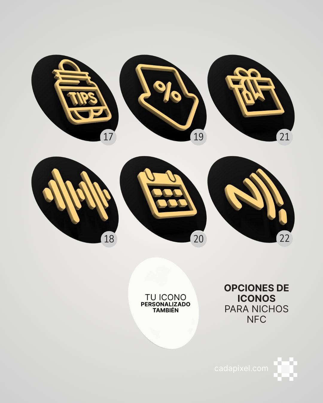 iconos disponibles para puesto NFC by Cada Pixel Studio